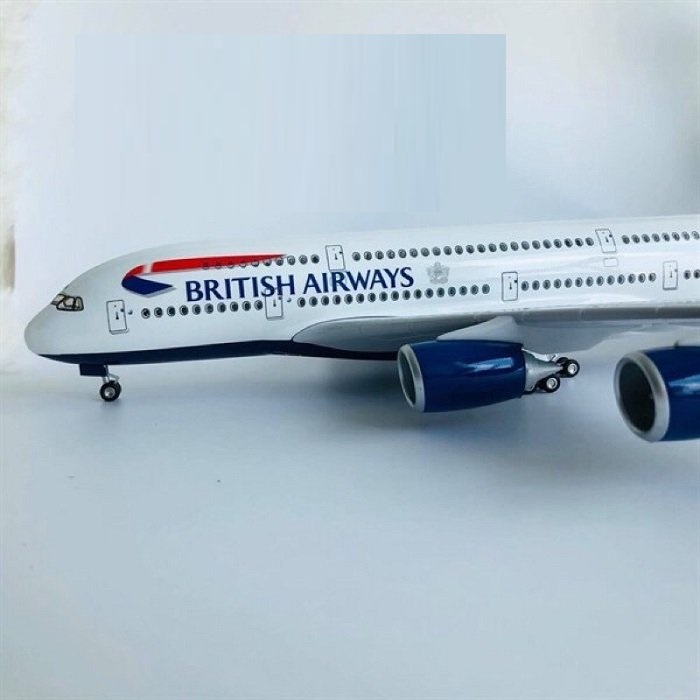 Mô hình máy bay tĩnh A380 British 47cm có bánh xe và đèn led