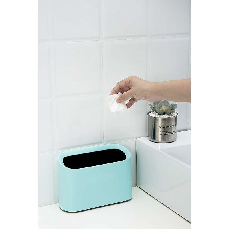 Những chiếc máy đếm mini, thùng rác mỹ phẩm có thể được sử dụng trong tủ phòng tắm, nhà bếp, bàn và bàn màu xanh
