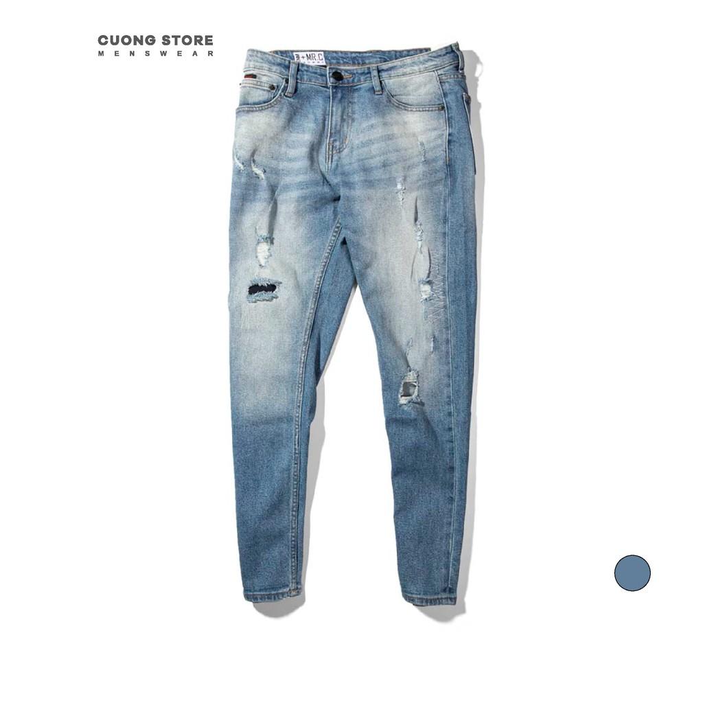 Quần jean dài nam cao cấp xanh denim MRC 0175 chất cotton cao cấp, form ôm vừa vặn, tôn dáng, trẻ trung - CUONG STORE