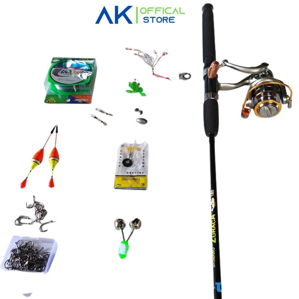 Cần câu máy shimano, Bộ cần câu shimano 2 khúc máy câu yumoshi lc 7000 giá rẻ kèm trọn bộ phụ kiện