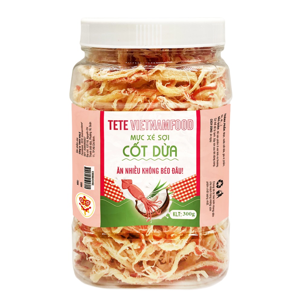 Mực Xé Sợi Nước Cốt Dừa TETE Food 300 gram