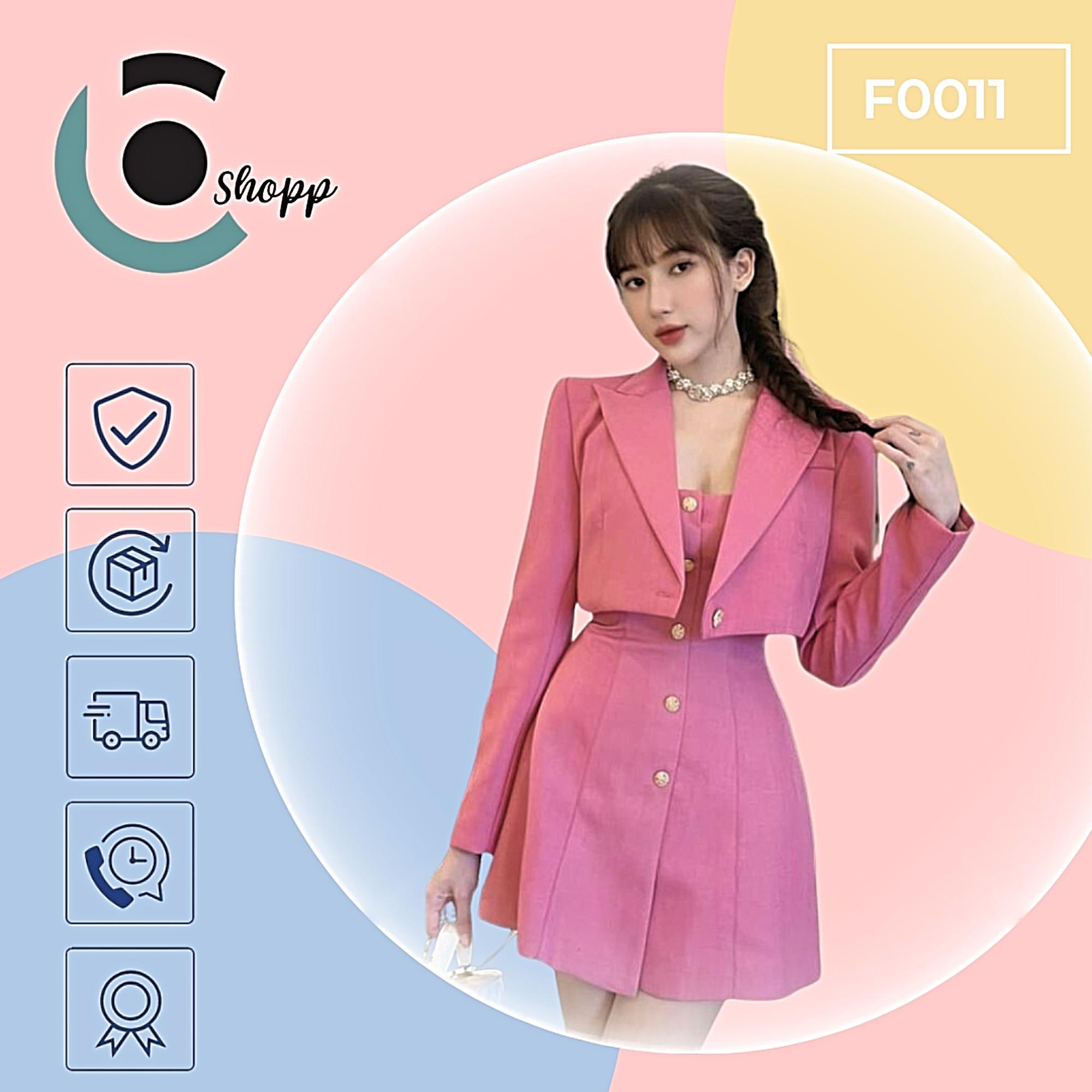 Đầm đính nút kèm áo khoác cao cấp