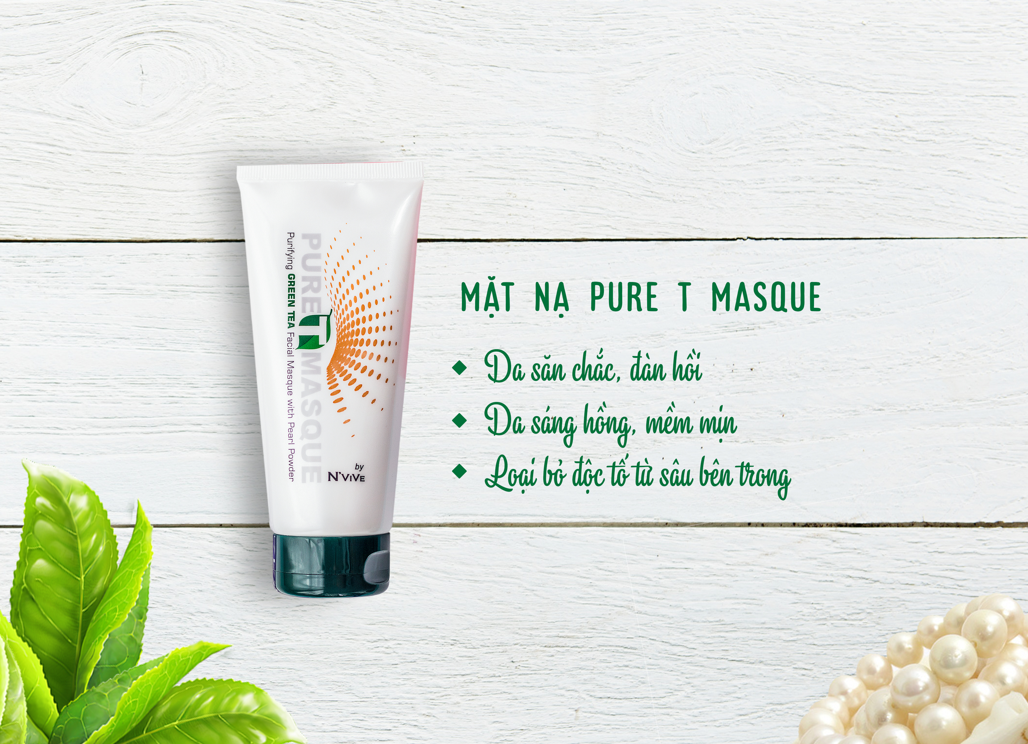 Mặt nạ tinh chất Trà Xanh và Ngọc Trai – N'vive Pure T Masque