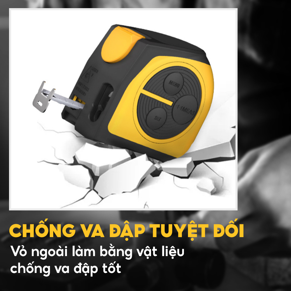 Thước đo đa năng laser 2 trong 1 cuộn thép Deli DL4172A