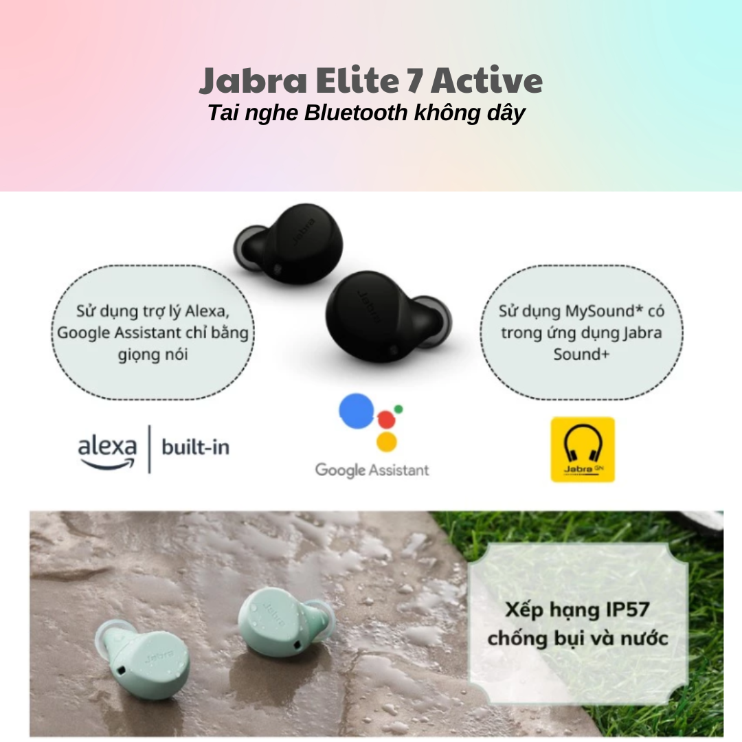 Tai Nghe Bluetooth True Wireless Jabra Elite 7 Active Chống ồn ANC 2 micro IP57 Mono - Bảo Hành 12 Tháng - Hàng Chính Hãng