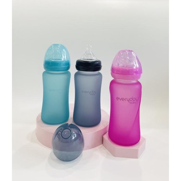 Bình sữa thủy tinh báo nóng bọc silicone Everyday, an toàn, không mùi,dung tích 150,250ml