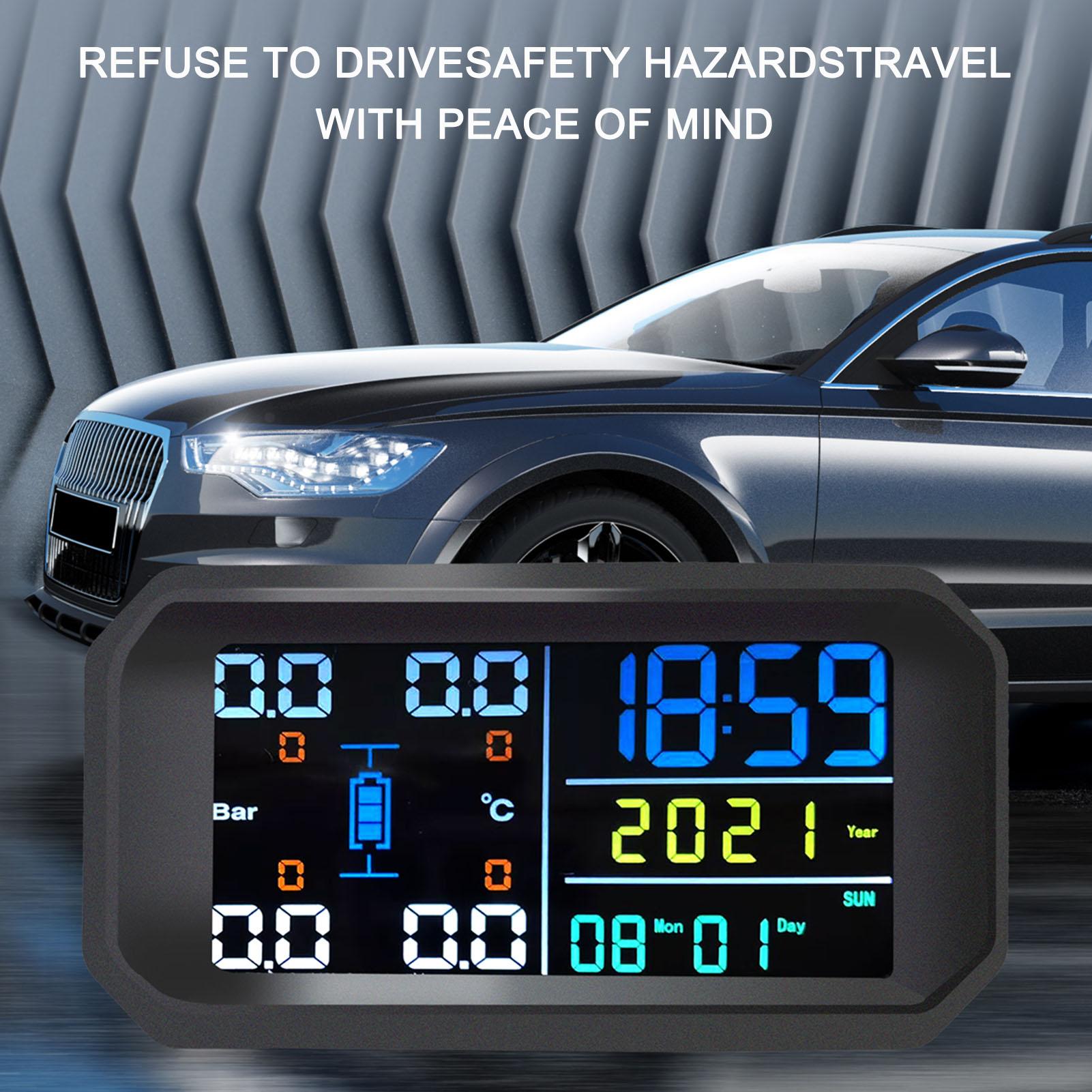 Wireless Tire Pressure Monitoring System External Tire Pressure Monitor for Cars Colorful Screen