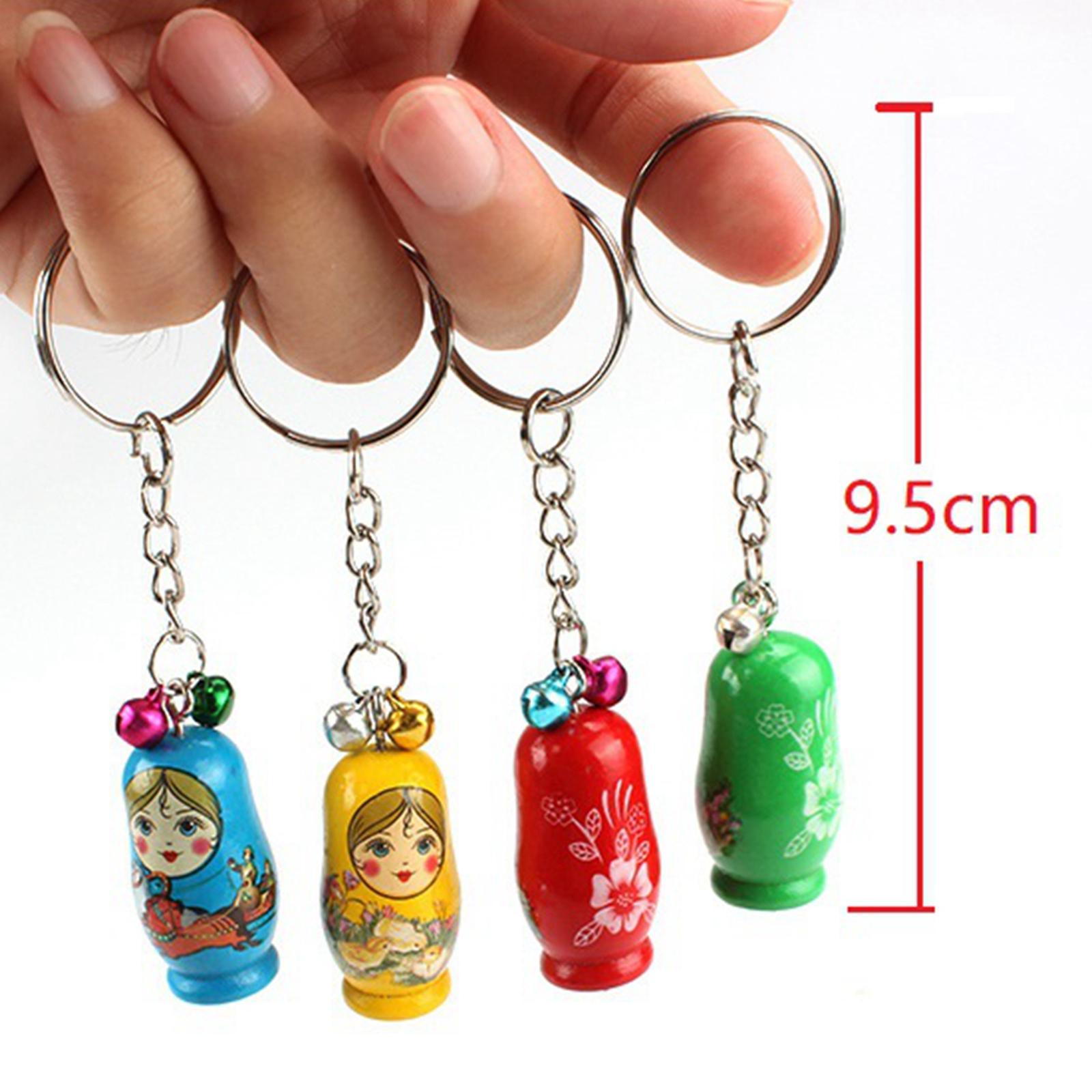 12 Pieces Russian Nesting Dolls Keychain Bags Wooden Stacking Dolls Pendant