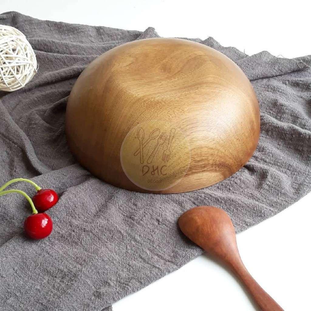 Bát gỗ Keo nguyên khối kích thước đựng Salad/món trộn/hoa quả/đồ khô