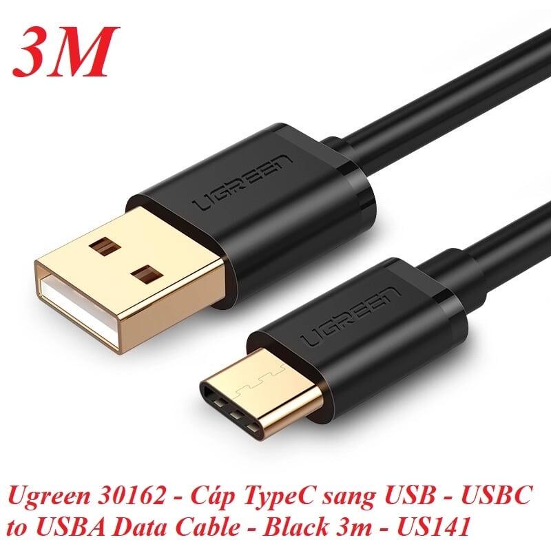 Ugreen UG30162US141TK 3M màu đen Dây USB 2.0 sang Type-C truyền dữ liệu và sạc - HÀNG CHÍNH HÃNG