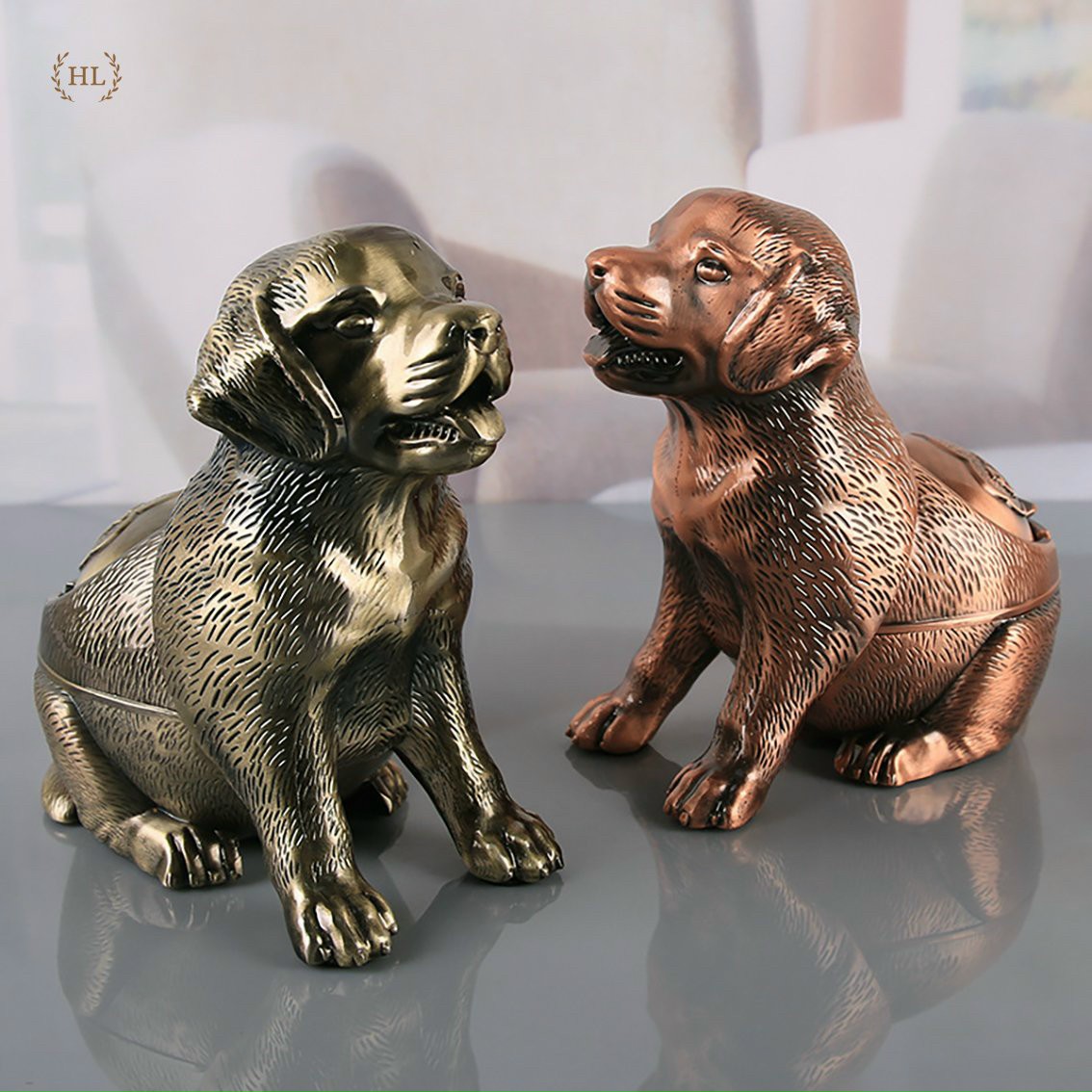 GẠT TÀN CHÓ PULLDOG | Gạt tàn hình chó Labrador chất liệu hợp kim đồng không bạc màu chế tác thủ công
