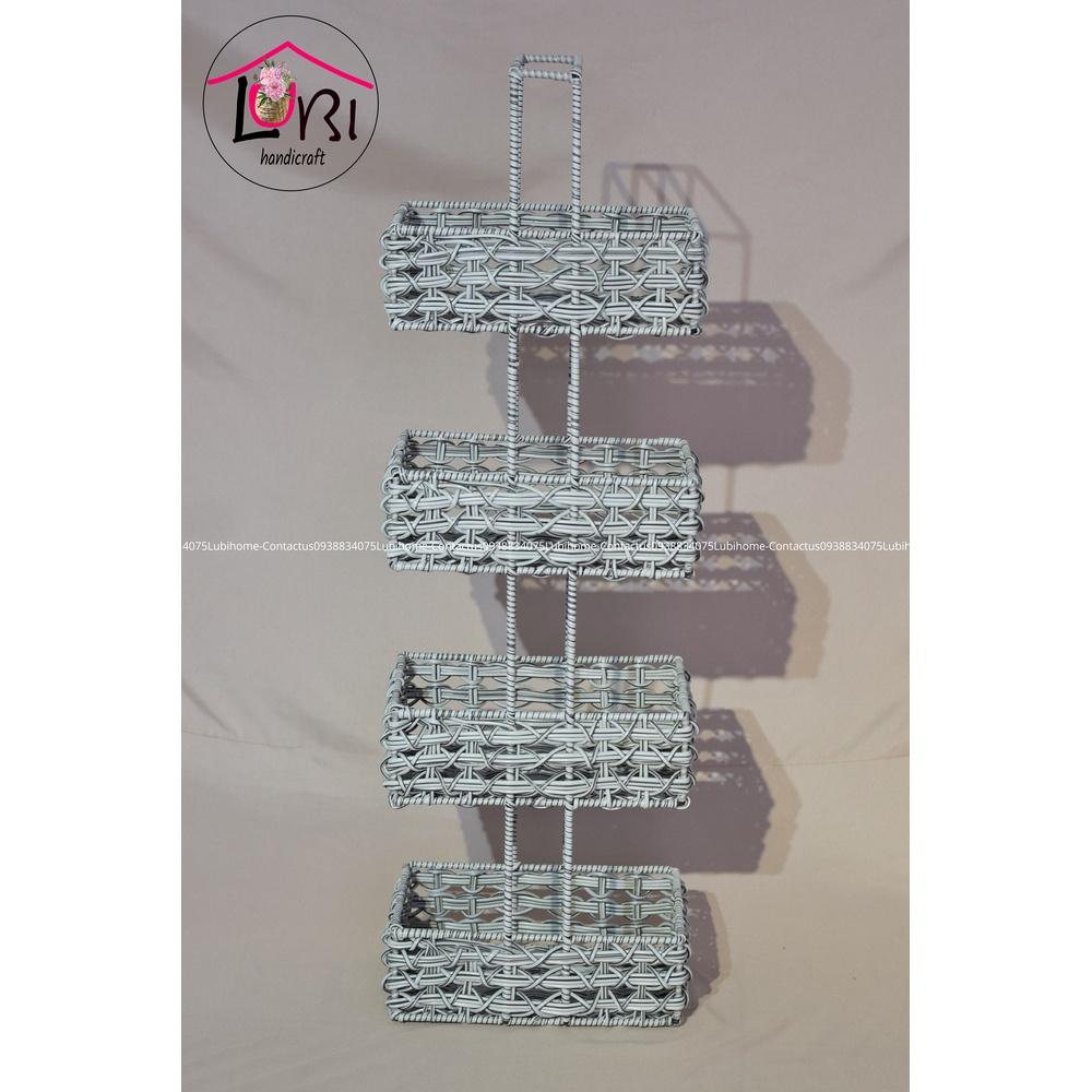 Lubihandicraft - Kệ đựng đồ đan dây nhựa cao cấp 4 tầng - tiện lợi, bền đẹp