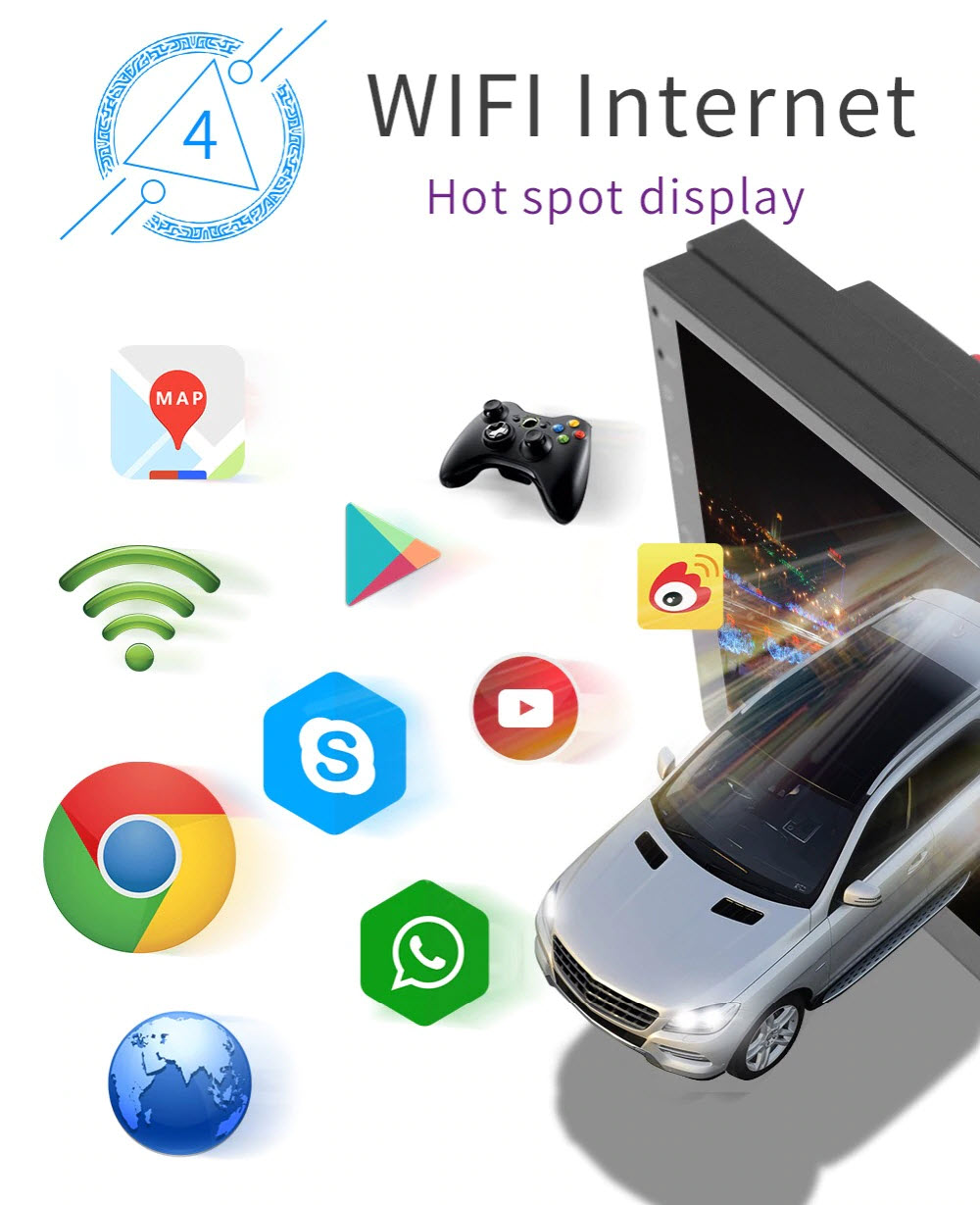 Màn hình cảm ứng LCD Full HD 1080 Android 9.1 7 inch có tiếng Việt lắp chung cho nhiều dòng xe - Tích hợp Bluetooth, Wifi, module GPS và Camera lùi 4 LED AnZ