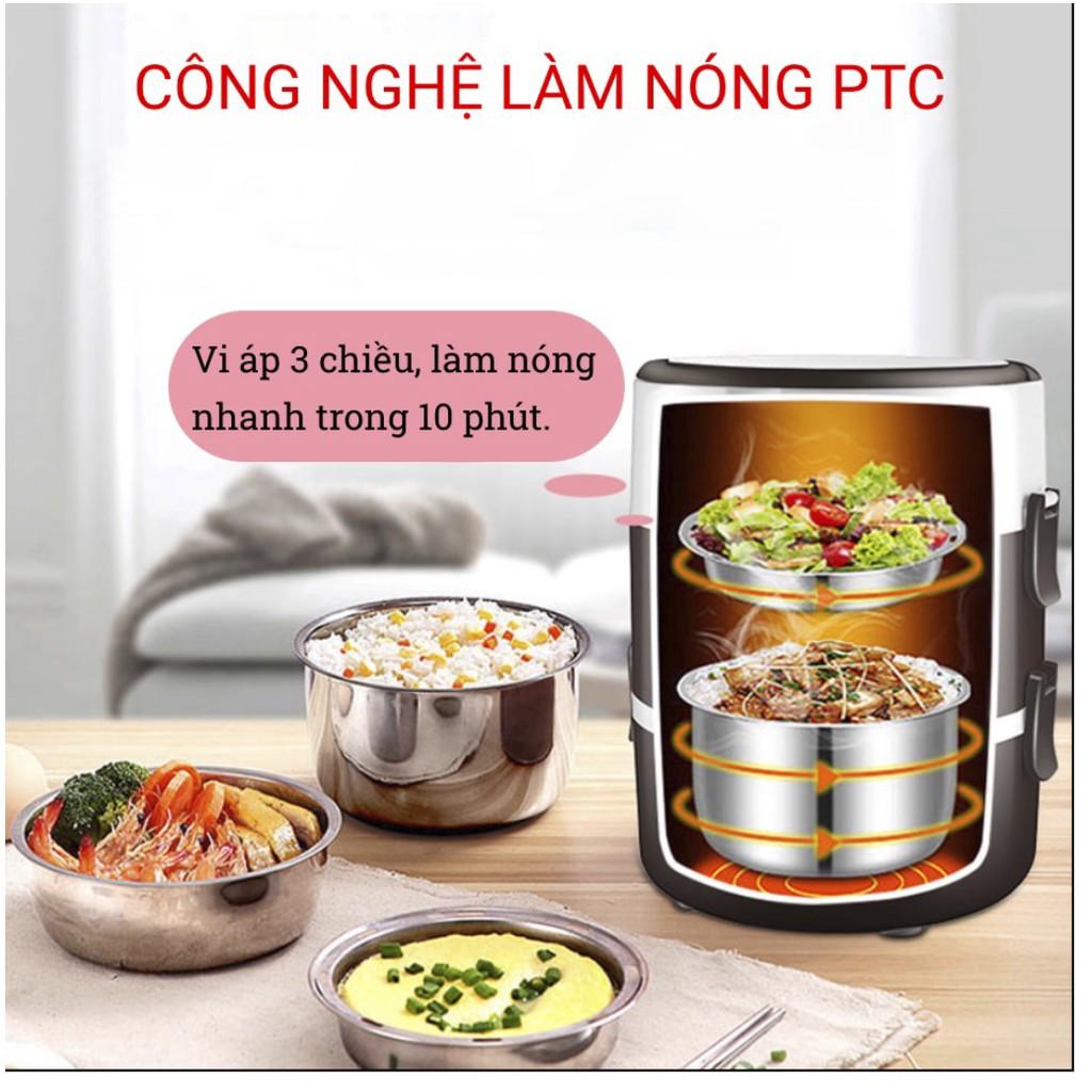 HỘP CƠM ĐIỆN VĂN PHÒNG LÀM NÓNG NHANH TẶNG ĐŨA MUỖNG INOX