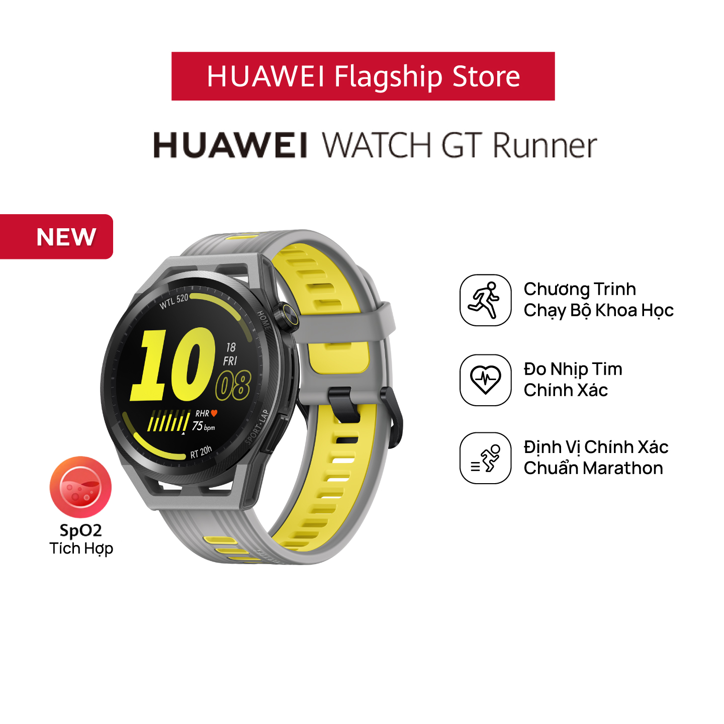 Đồng Hồ HUAWEI WATCH GT Runner | Chạy Bộ Khoa Học | Nhịp Tim Chính Xác | Định Vị Chuẩn Marathon | Hàng Chính Hãng