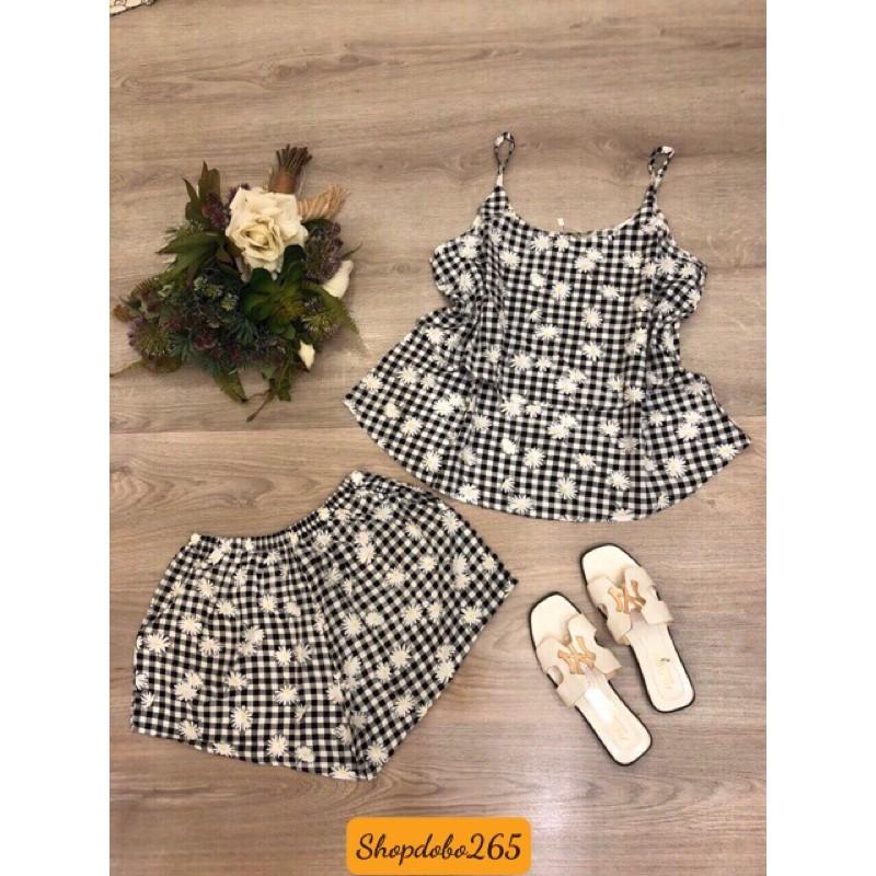 Bộ ngủ 2 dây, đồ bộ nữ,đồ ngủ,đồ bộ mặc nhà đùi 2 dây tầng vải lanh mềm, mịn,mát.