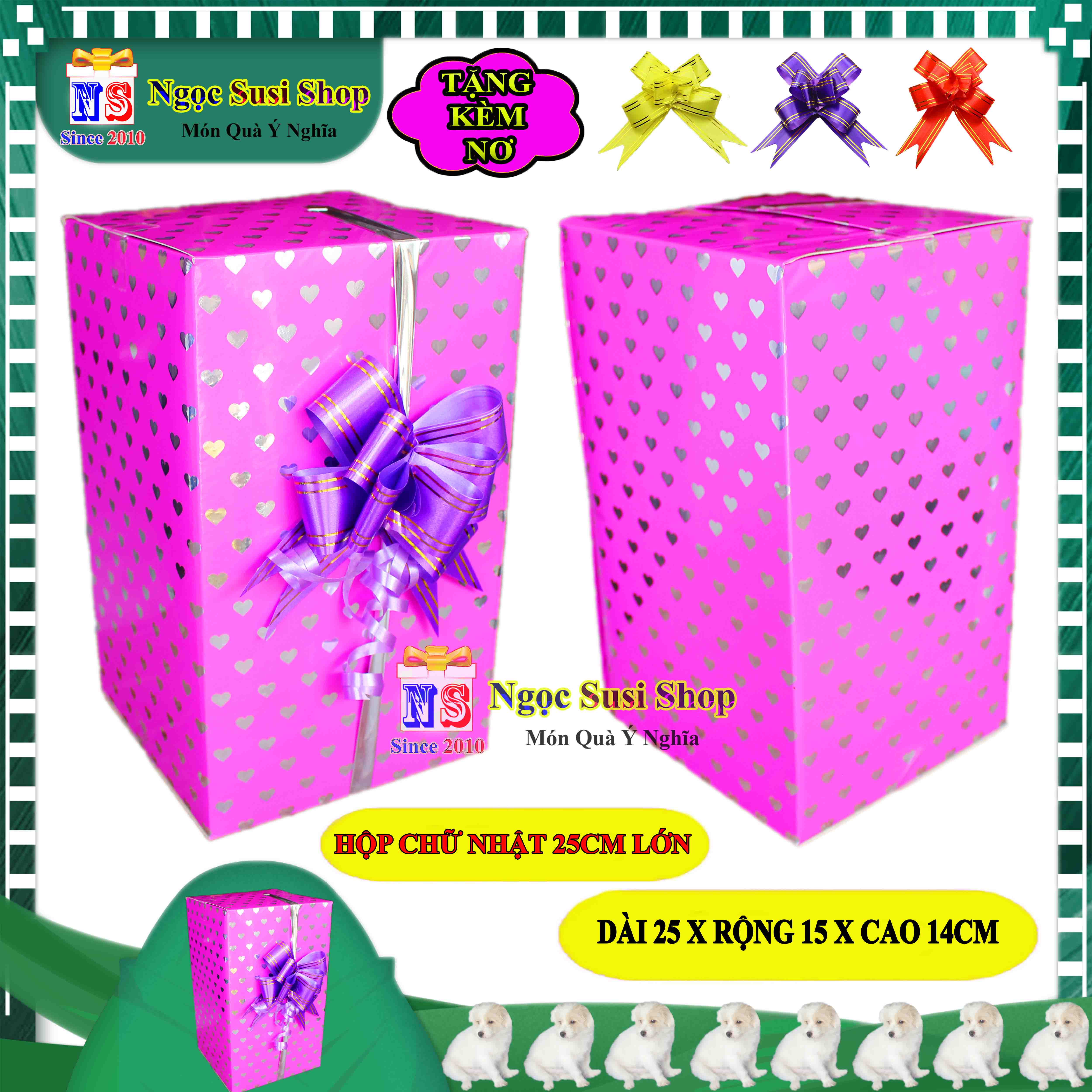 HỘP QUÀ CHỮ NHẬT SIZE LỚN 25CM NGẪU NHIÊN MÀU + TẶNG KÈM NƠ 3CM - HỘP QUÀ TẶNG GIẤY KIẾNG SIÊU ĐẸP