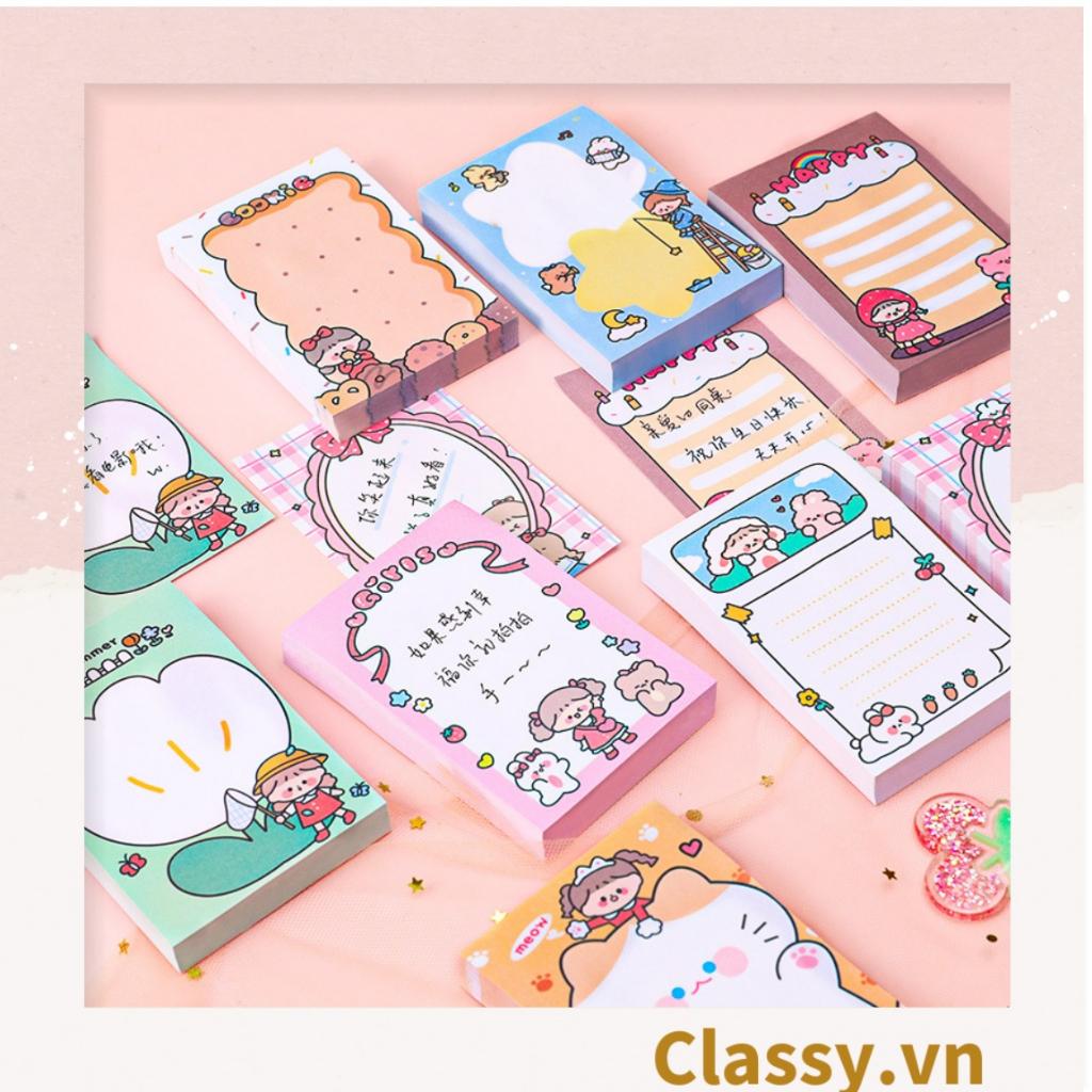 Giấy ghi chú Classy 80 trang, kích thước 6X9 cm, giấy note nhiều màu họa tiết cute hàn quốc PK1525