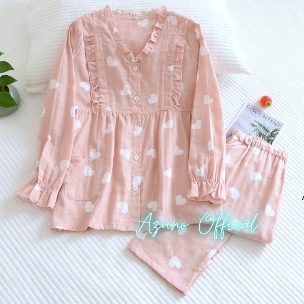 Đồ Bộ Bầu Và Sau Sinh, Pijama Cho Con Bú Azuno AZ196 Chất Liệu Mát Mặc Mùa Hè Và Thu Đông