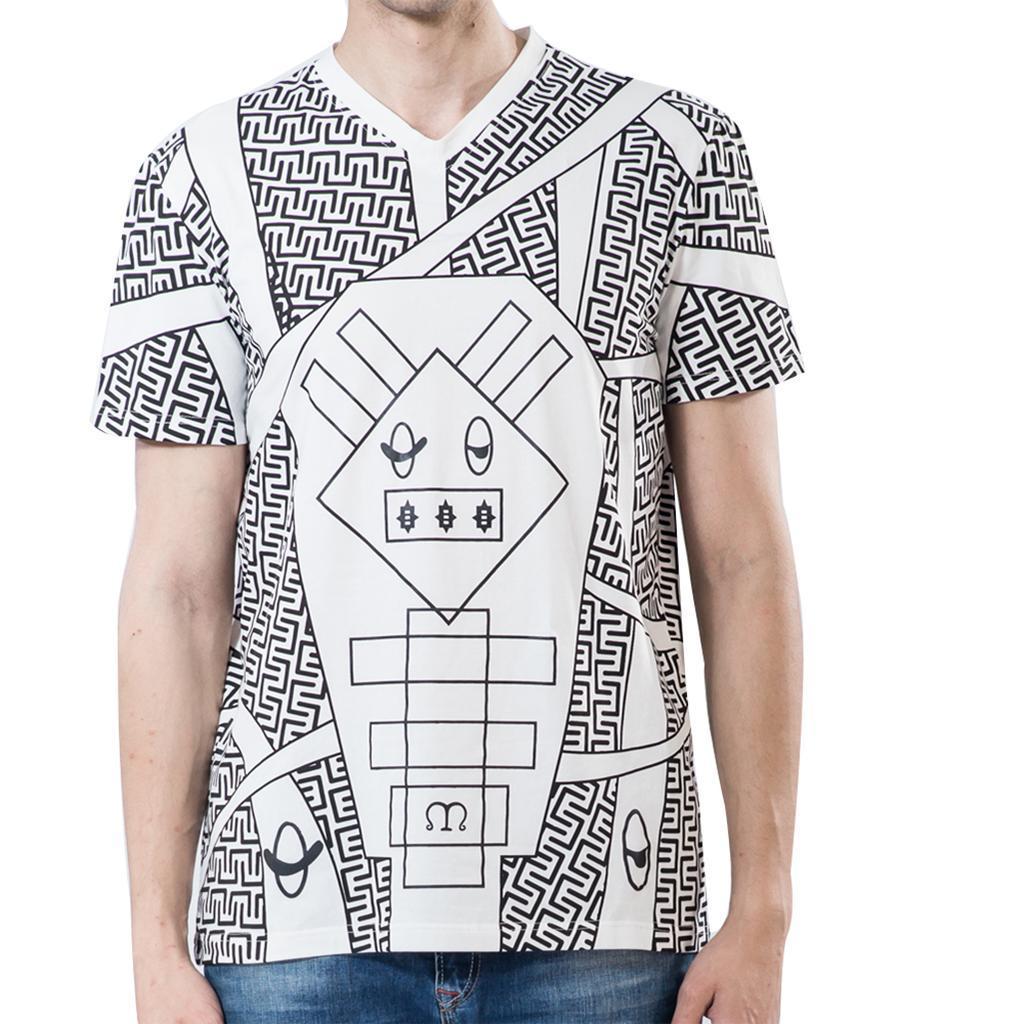 Men's Casual Geometric Animal Graphic T-shirt V Neck Short Sleeves Cotton Tee Tops