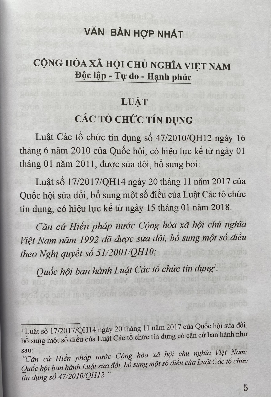 Luật Các Tổ Chức Tín Dụng Năm 2010 ( Được sửa đổi, bổ sung năm 2017 )