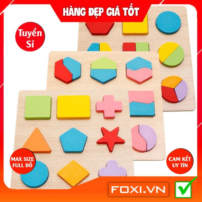 Combo 3 đồ chơi gỗ hình học Foxi-nhiều màu sắc sặc sỡ-trò chơi giáo cụ học tập bổ ích dành cho bé yêu