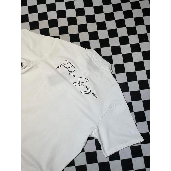 Áo Polo Unisex Form Rộng Thêu Logo TeeHolic Màu Trắng