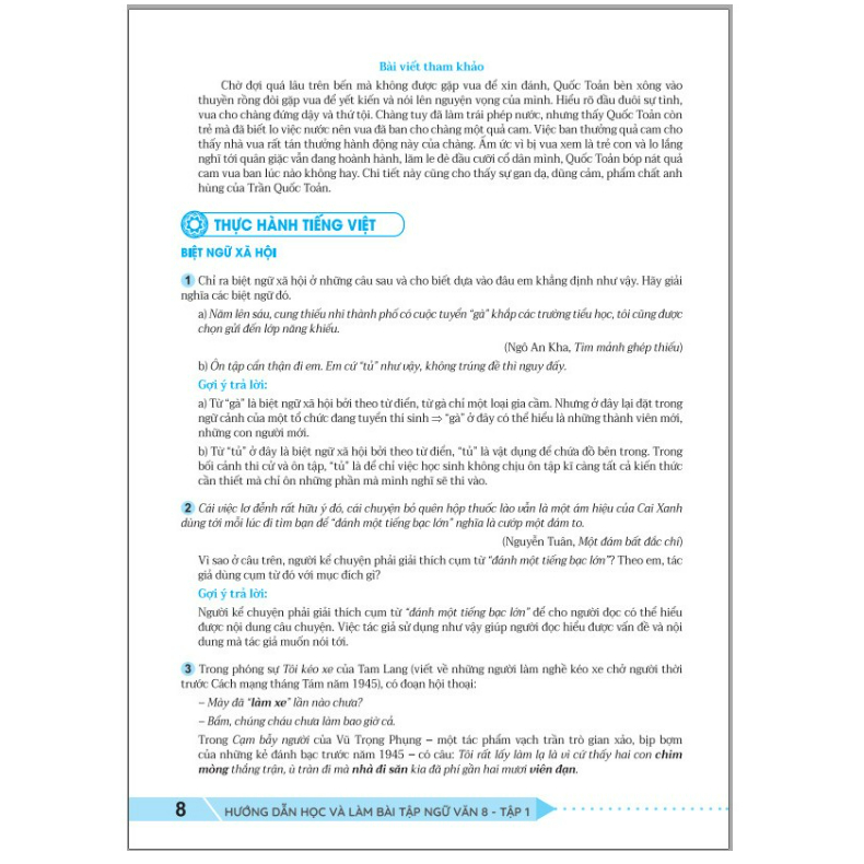 Sách - Hướng Dẫn Học Và Làm Bài Tập Ngữ Văn 8 tập 1 - Biên soạn theo chương trình GDPT mới - Kết Nối