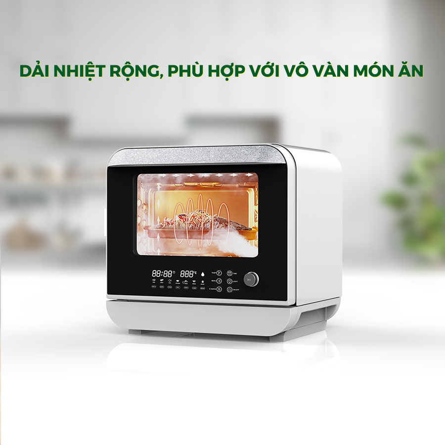 [Hàng Chính Hãng] Lò Chiên Hơi Nước Siêu Nhiệt DKA-SAF118W 18L Kết Hợp Chiên Và Hấp Hơi Nước, 14 Chức Năng Nấu, Màn Hình Cảm Ứng và Núm Xoay Tiện Lợi