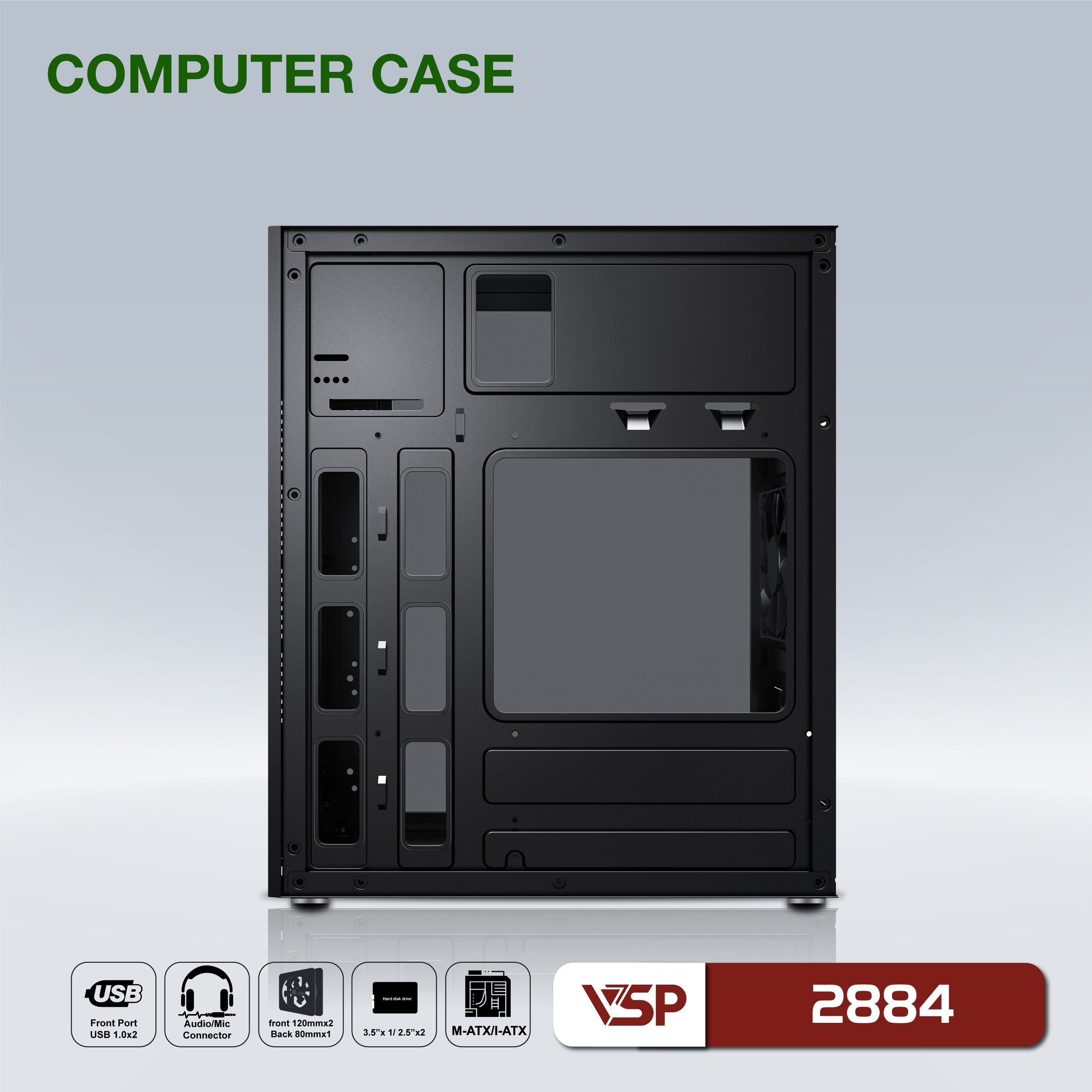 Vỏ máy tính Case VSP 2884 (Mini-ATX/M-ATX/ITX) - Hàng chính hãng Tech Vision phân phối