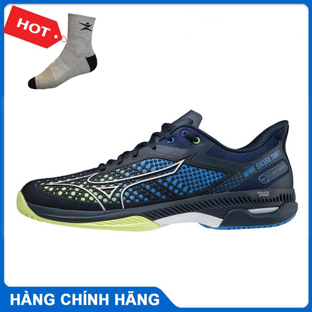 Giày chính hãng Mizuno Tennis Wave Exceed Tour 5 AC 61GA227040 màu đen mẫu mới dành cho nam-tặng tất thể thao bendu