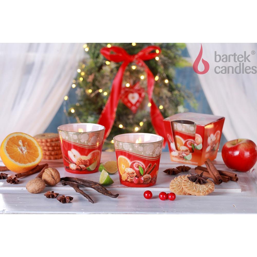 Ly nến thơm tinh dầu Bartek Christmas Time 115g QT028493 - bánh táo, cam, quế, trang trí, thơm phòng, thư giãn, hỗ trợ khử mùi