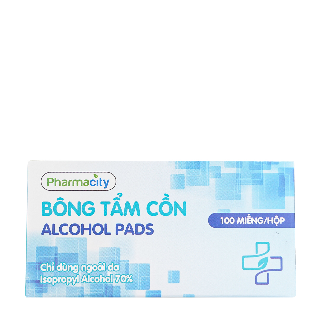 Bông tẩm cồn Pharmacity 30x65mm (Hộp 100 miếng)