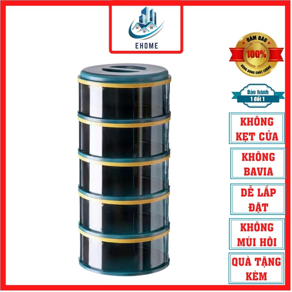 Kệ lồng bàn tủ để đậy và đựng thức ăn nhà bếp đa năng có 5 tầng gấp gọn hình tròn kích thước lớn