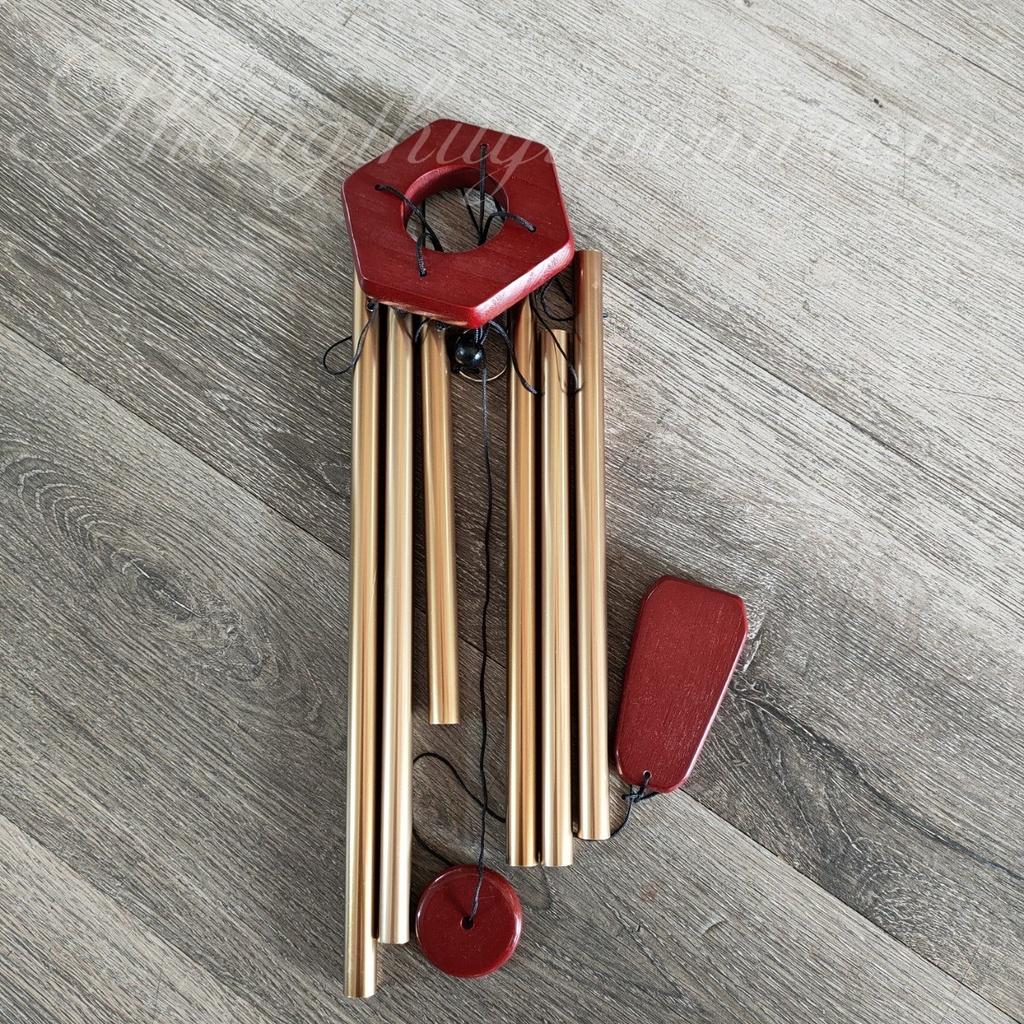 Chuôn gió Ống kim loại 6 ống vàng-Phong Thủy