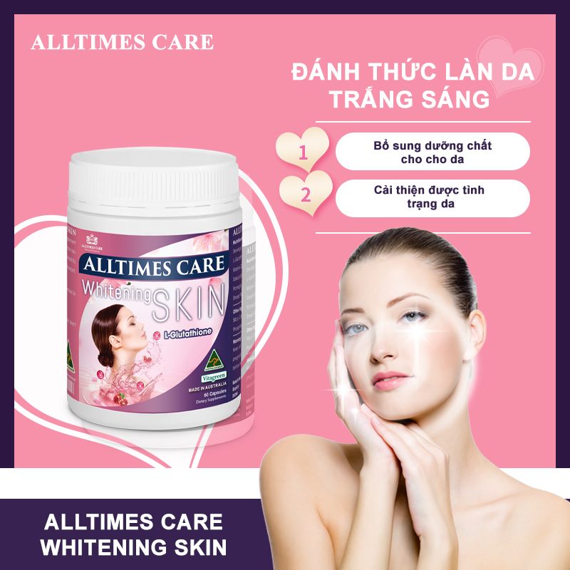 Hình ảnh [Mua 1 tặng 1] Thực phẩm bảo vệ sức khỏe hỗ trợ sáng da ALLTIMES CARE WHITENING SKIN - Hộp 60 viên