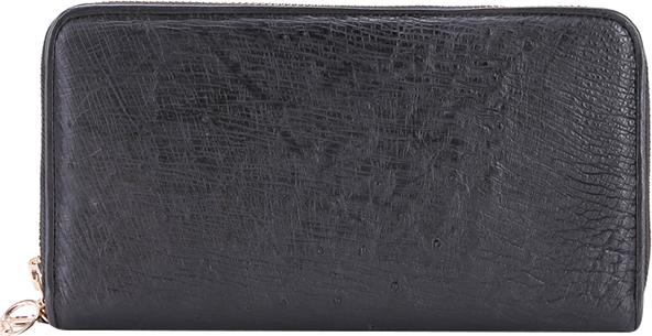 Ví Nữ Da Đà Điểu Nhiều Ngăn Huy Hoàng HT3413 (11 x 22 cm) - Đen