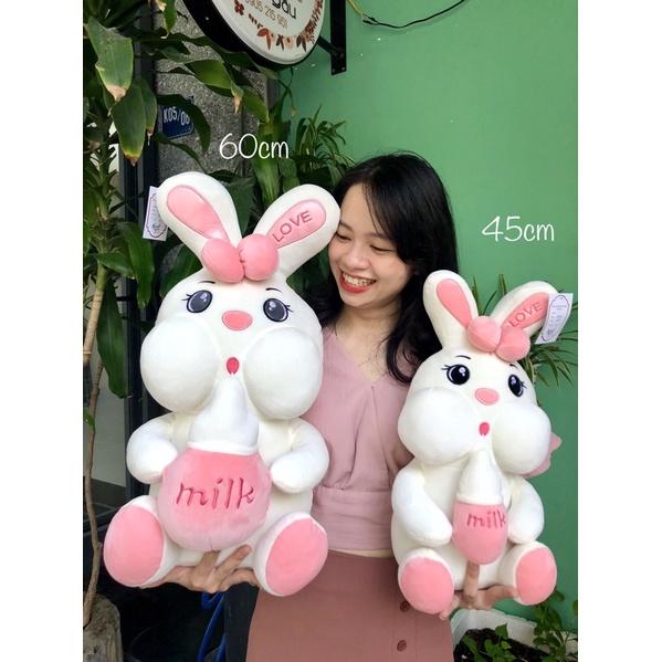 Gấu bông thỏ ôm bình sữa cao cấp - đủ size