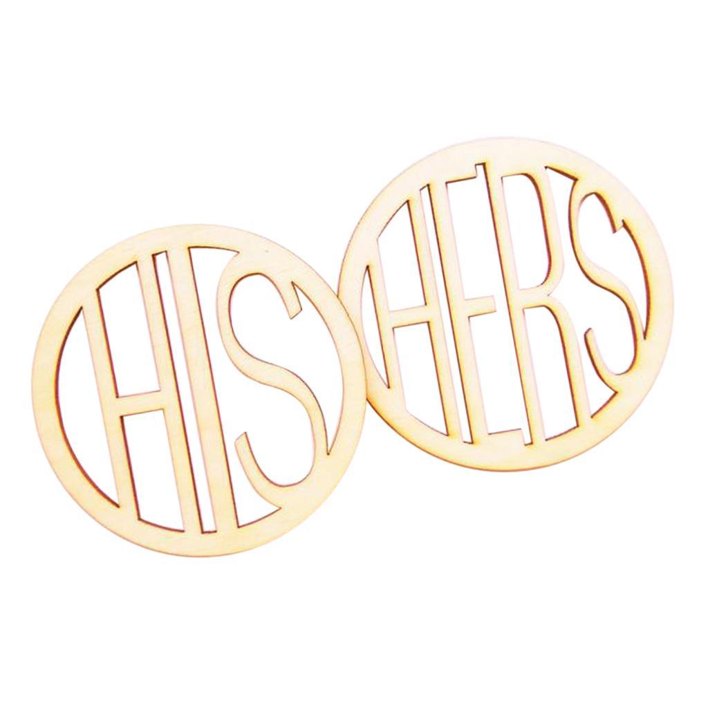 His and Hers Wooden Coasters Drinks Cup Mats Set Wedding Housewarming Gift