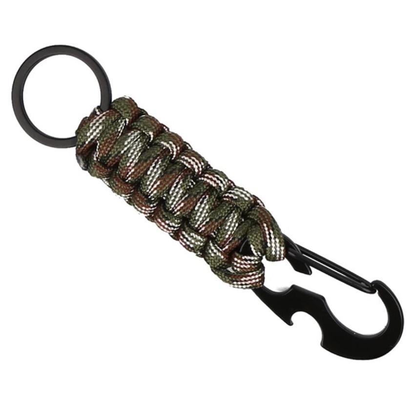 Outdoor Keychain Ring Camping Carabiner Military Paracord Cord Rope Camping Survival Kit Emergency Knot Bottle Opener Key Chain