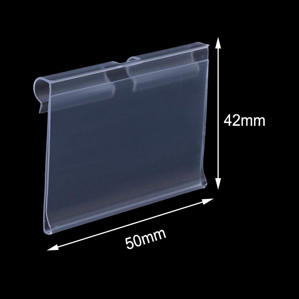 2x Pack of 50 Transparent Plastic Merchandise Shelf Price Tag Label Holder for Shops Warehouse Reusable