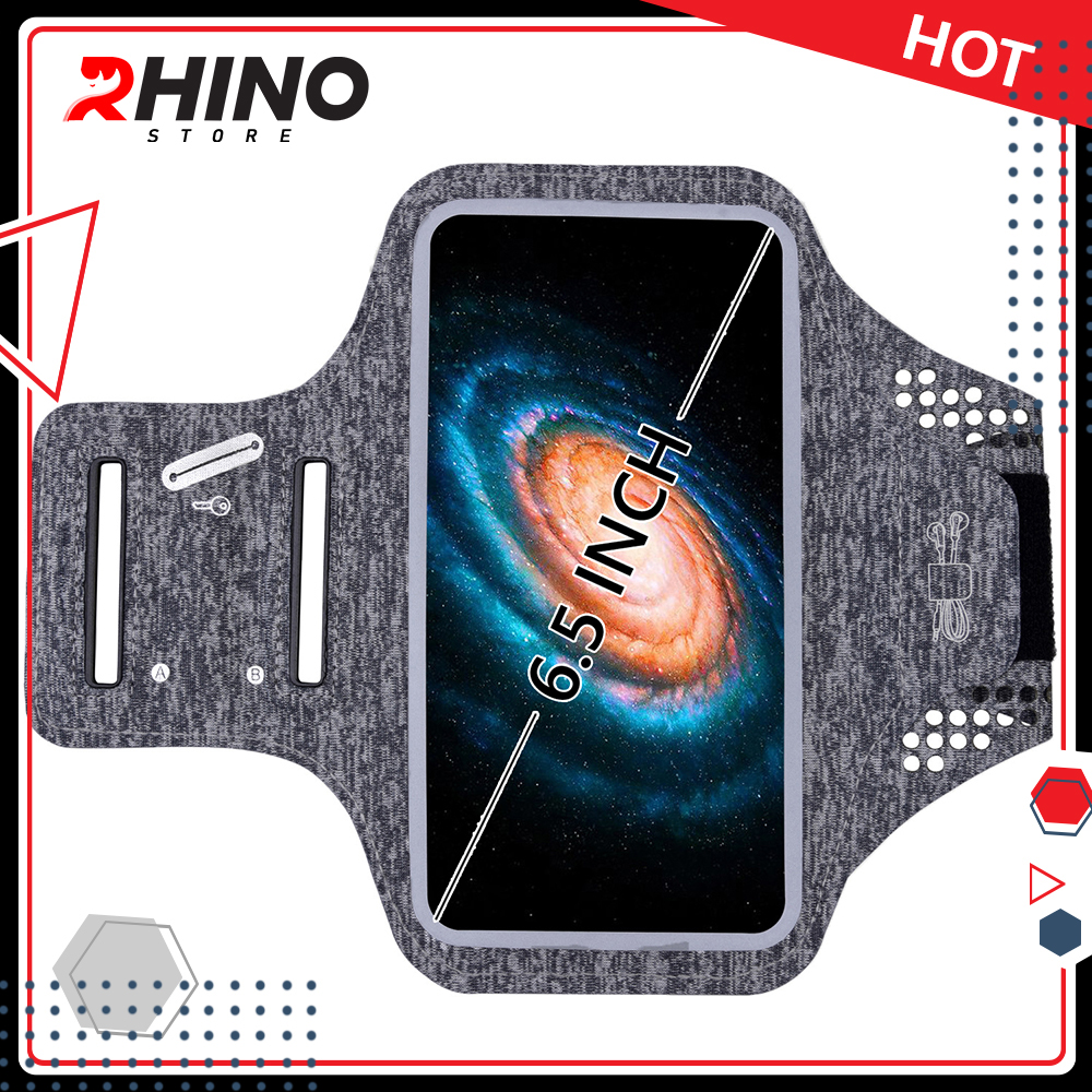 Bao, Túi đựng Điện Thoại tới 6.5 Inch Đeo tay chạy bộ ,Tập thể dục Rhino B101 Kháng nước, chống thấm, có thể cắm tai nghe phù hợp điện thoại Samsung, Iphone, Sony, Xiaomi,... - Hàng chính hãng