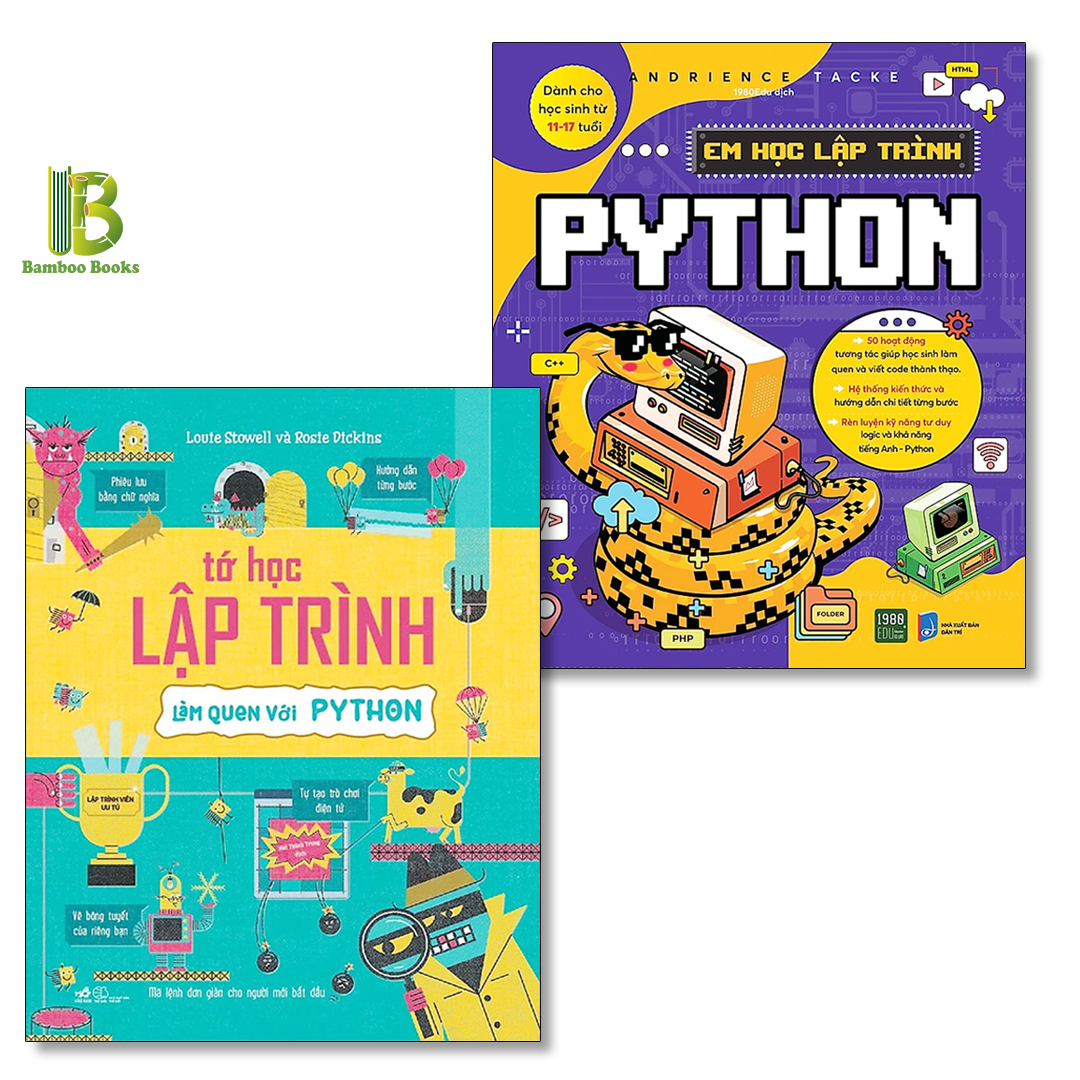 Combo 2 Cuốn Sách Dạy Lập Trình: Tớ Học Lập Trình - Làm quen Với Python + Em Học Lập Trình Python - Tặng Kèm Bookmark Bamboo Books