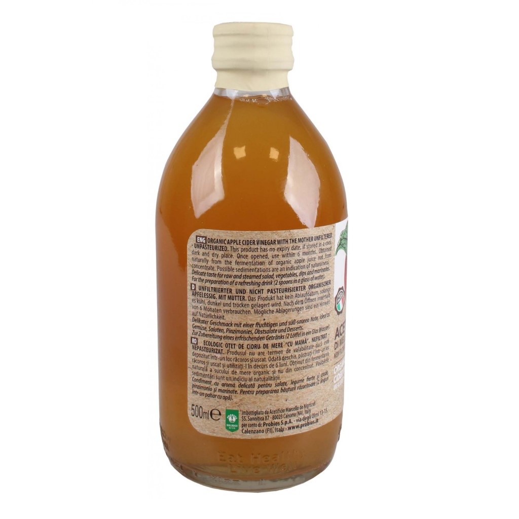 Giấm Táo Hữu Cơ Có Giấm Cái 500ml ProBios Organic Italian Apple Cider Vinegar With The Mother