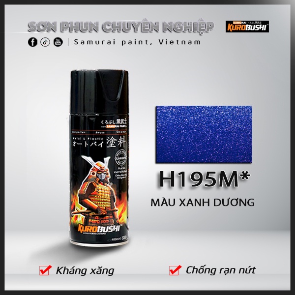 Sơn xịt Samurai Kurobushi - Màu XANH DƯƠNG H195M (400ml)