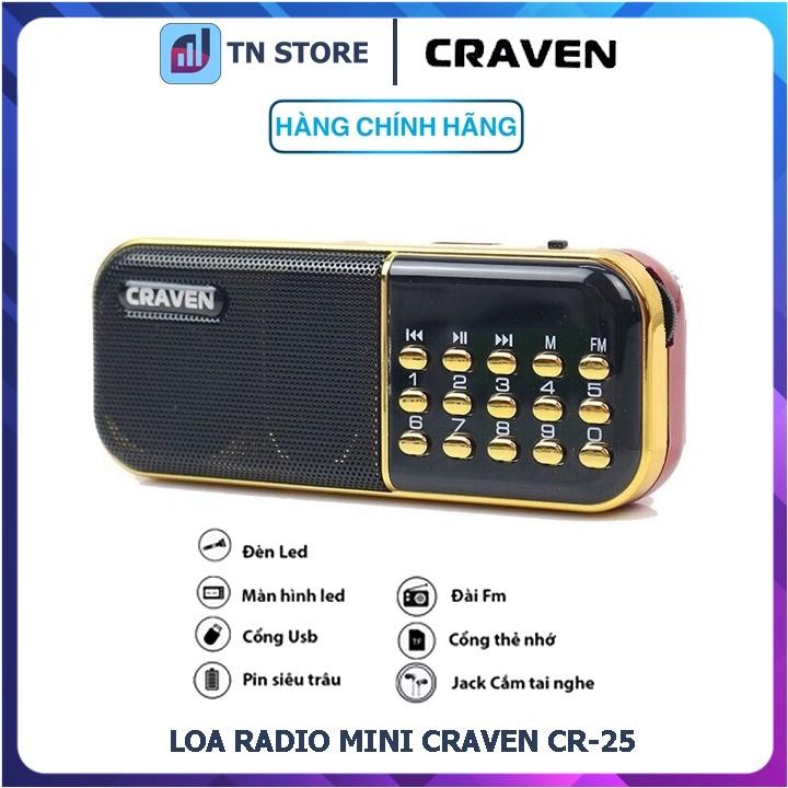 Loa Radio Mini CR-25 -Kích Thước Nhỏ Gọn - Âm Thanh 2.0 - Loa Sử Dụng Pin Rời 500mAh
