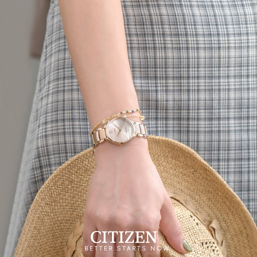 Đồng Hồ Nữ Citizen Đính Kim Cương Dây Thép Không Gỉ EM0922-81X - Mặt Hồng (Sapphire)