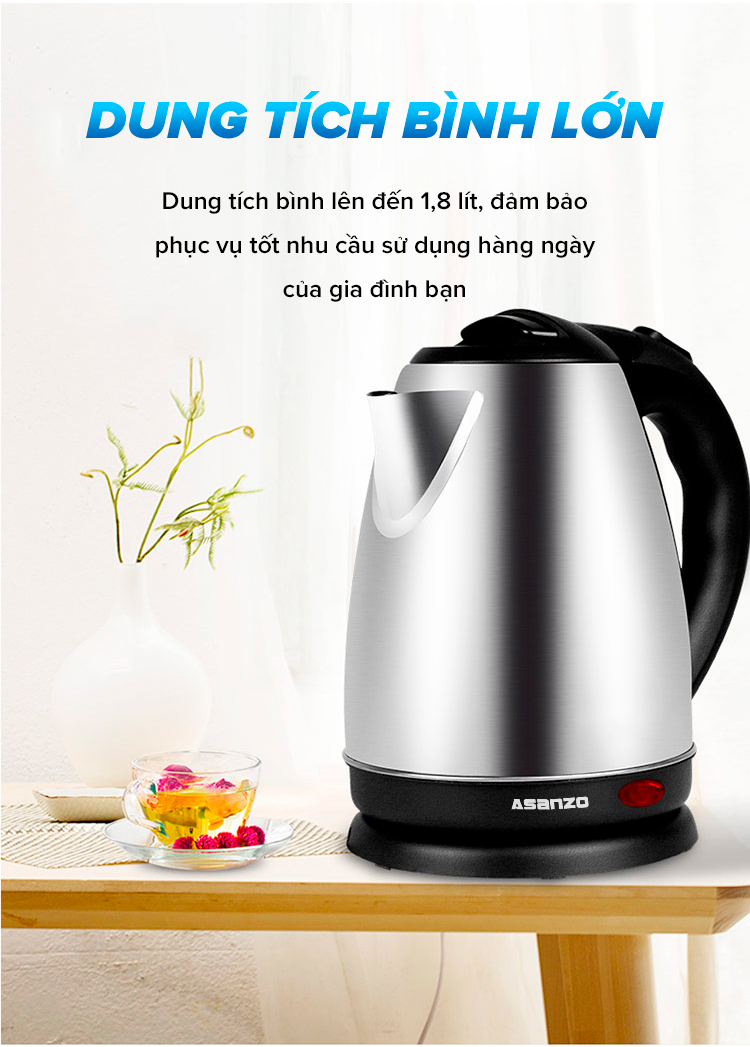 Ấm đun nước siêu tốc Asanzo SK1800-hàng chính hãng