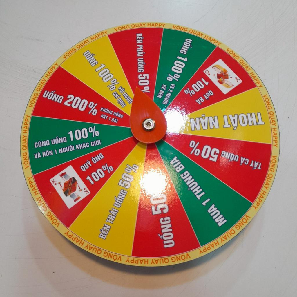 Vòng quay Lucky ( Ăn nhậu 12 ô - 3 màu - viền vàng - Đường kính 25cm x cao 6cm)