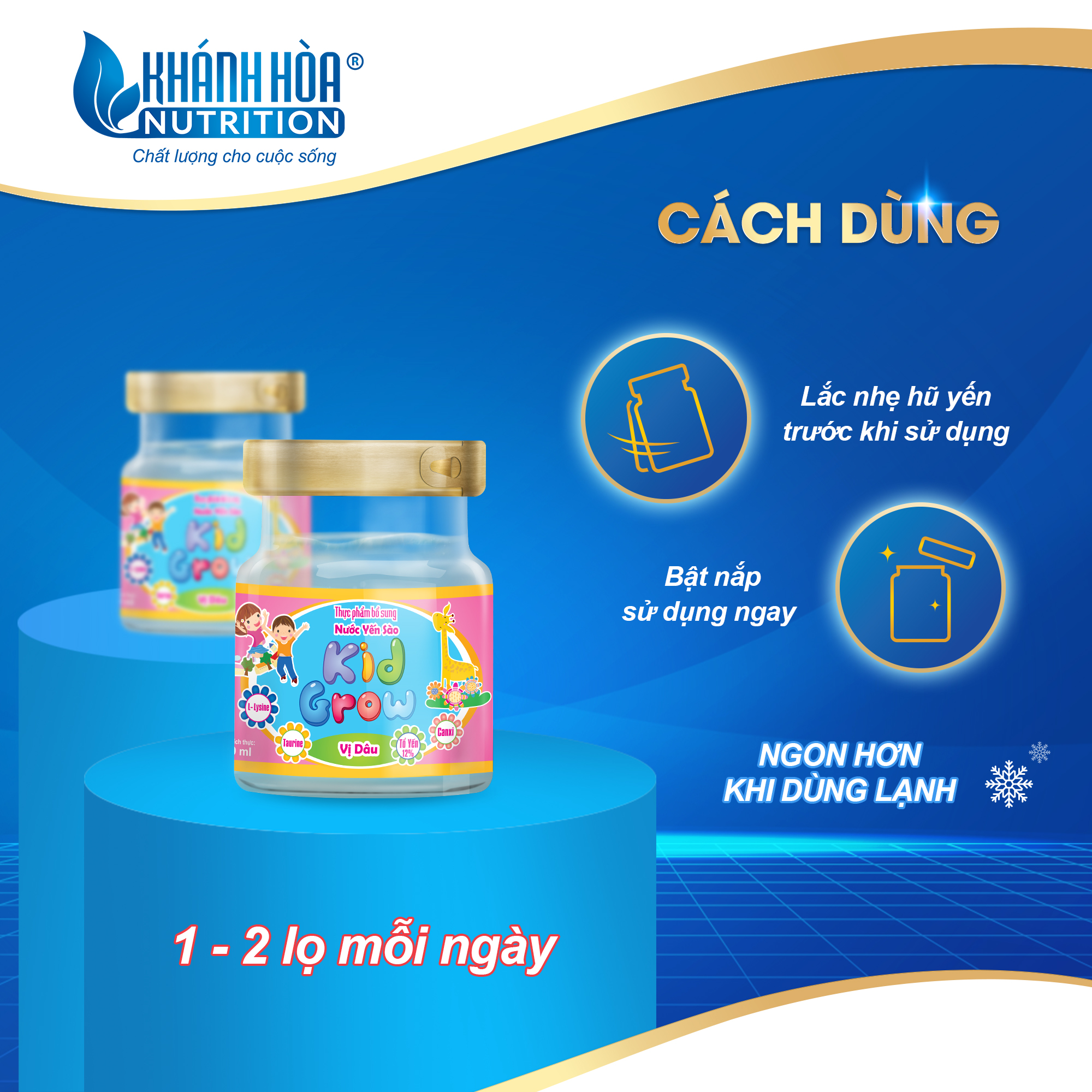 Nước Yến Sào 12% KidGrow Vị Dâu - Khánh Hòa Nutrition - Lọ 70 ML